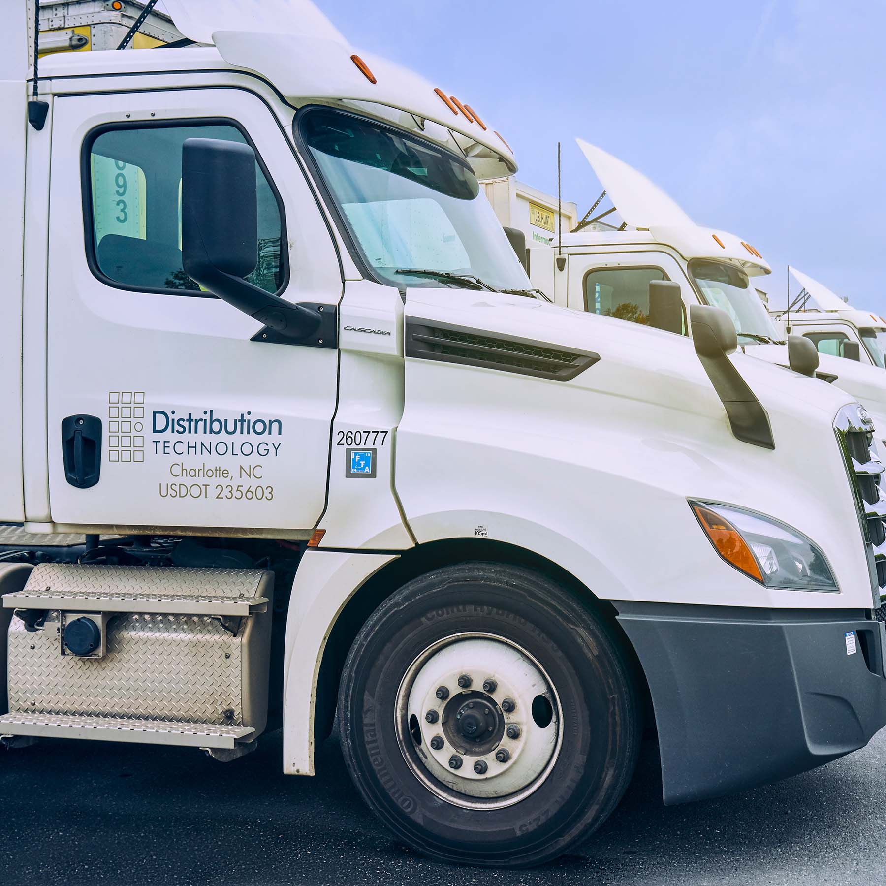 Distribution Technology's North Carolina transportation management services are supported by PDC Trucking, our company-owned trucking fleet, pictured here.