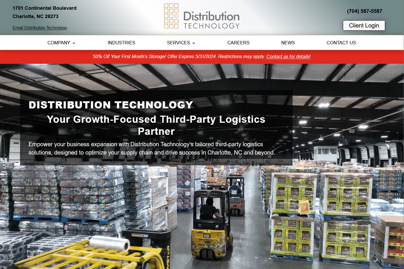 Screenshot of the new Distribution Technology website